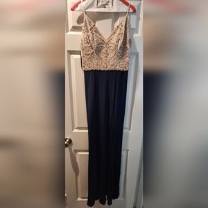 Windsor Dress Champagne & Navy